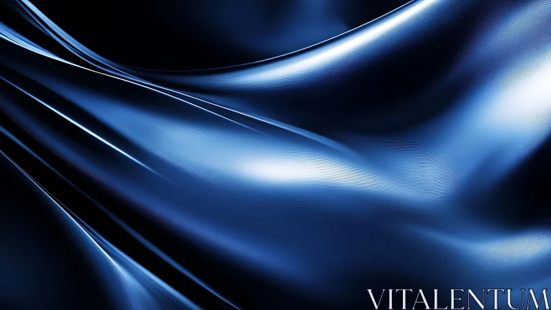 Flowing Blue Satin Fabric Abstract Background with Glossy Finish.