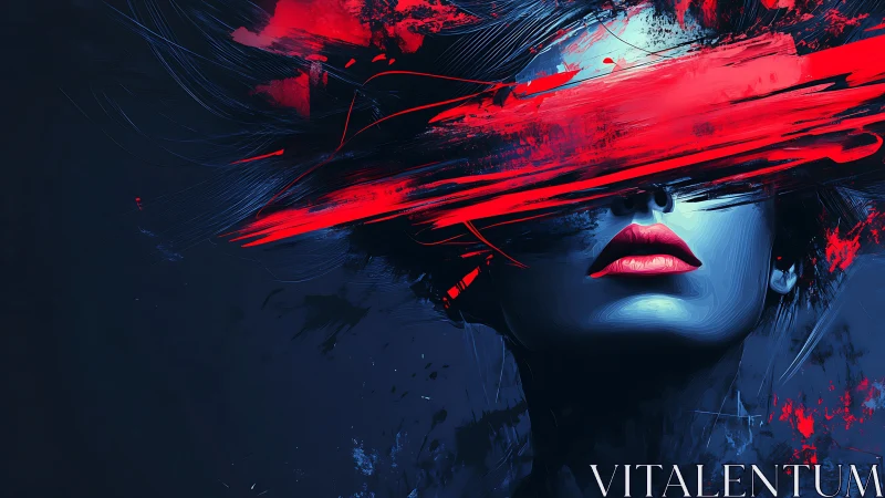 Digital portrait with red streak obscuring eyes.