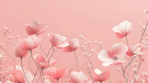 Soft Pink Poppies Dance in Dreamy Garden Light