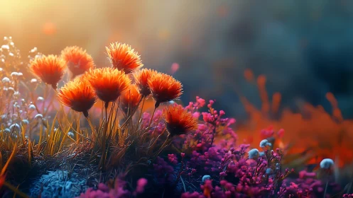 Luminous Wildflower Depth: Golden Hour Macro Composition.