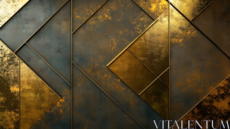 Golden geometric panels glowing with warm metallic style.