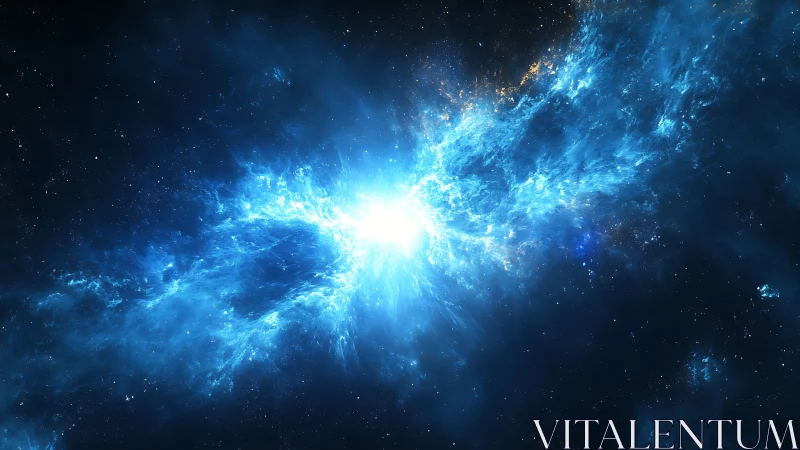 High-energy blue stellar explosion with radiating plasma filaments