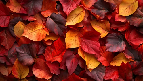 Colorful autumn foliage in vivid red, orange, and yellow tones.