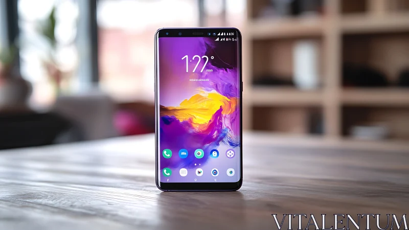 Modern Android Device Glowing with Vibrant Abstract Color.