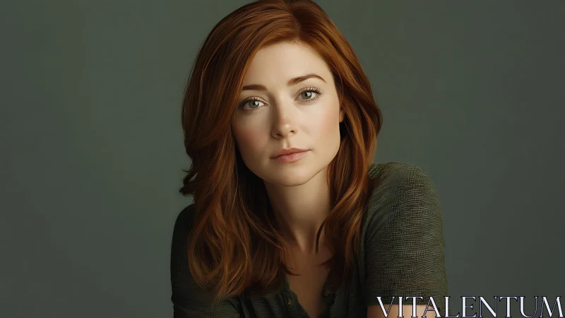 Soft-lit redhead portrait conveys quiet strength and depth
