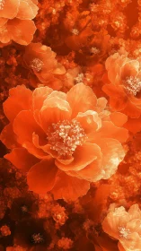 Orange Flowers Ablaze. Layered Depth Creates Dimensional Floral Field.