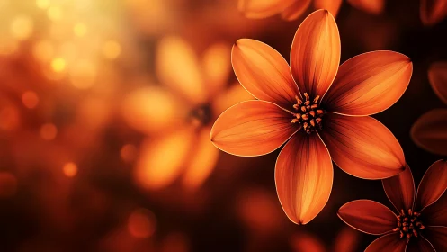 Ember Petals Dance Through Golden Dusk Glow.