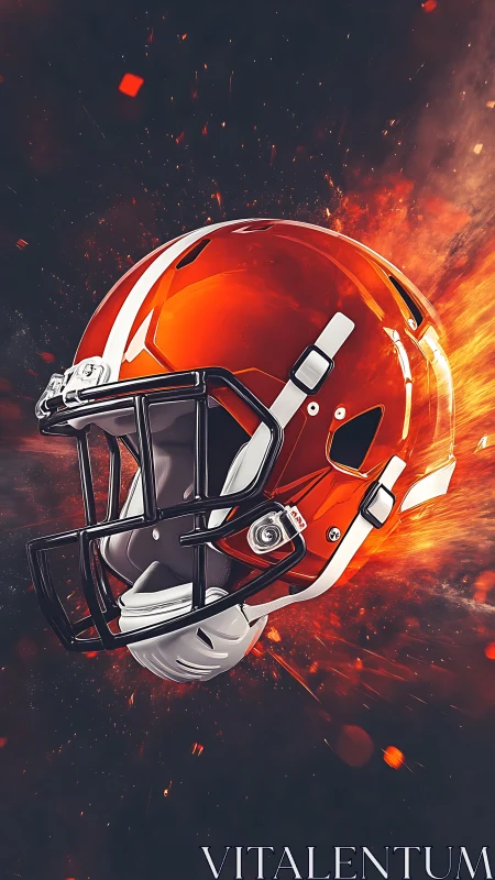 Fiery orange football helmet glows with bold game day energy