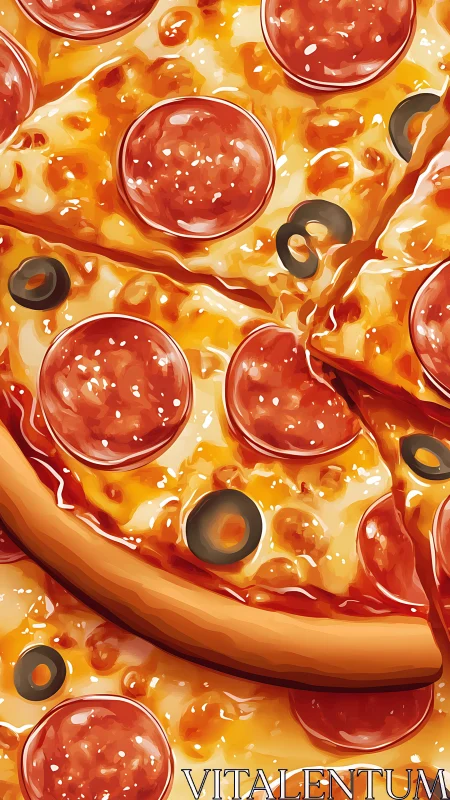 Pepperoni galaxy slices swirling in molten cheese orbit.