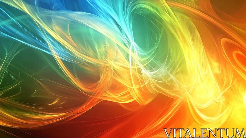 Multicolor abstract light waves on dark blended background.