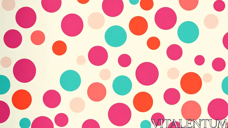 Colorful overlapping polka dots on clean cream backdrop.