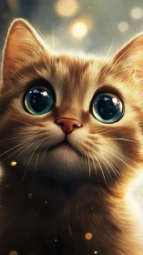Luminous-Eyed Feline Creature Gazes with Mesmerizing Wonder.