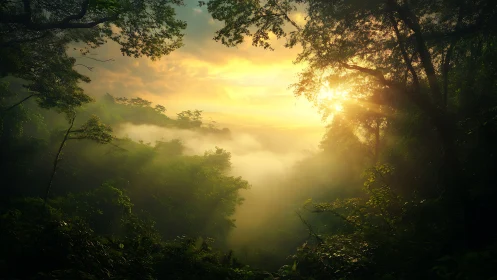 Golden Awakening: Where Mist Surrenders to Dawn's Luminous Embrace