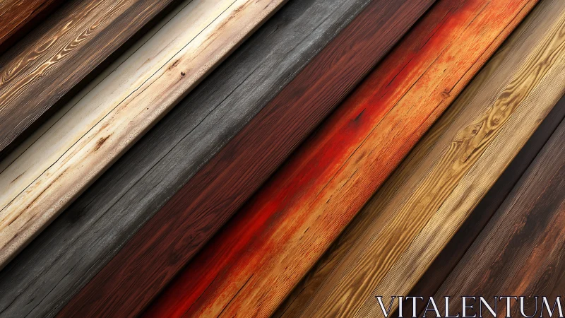 Warm timber rainbow of rustic wooden planks in stripes.