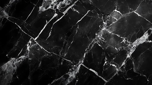 Black marble surface with bold white veining pattern.