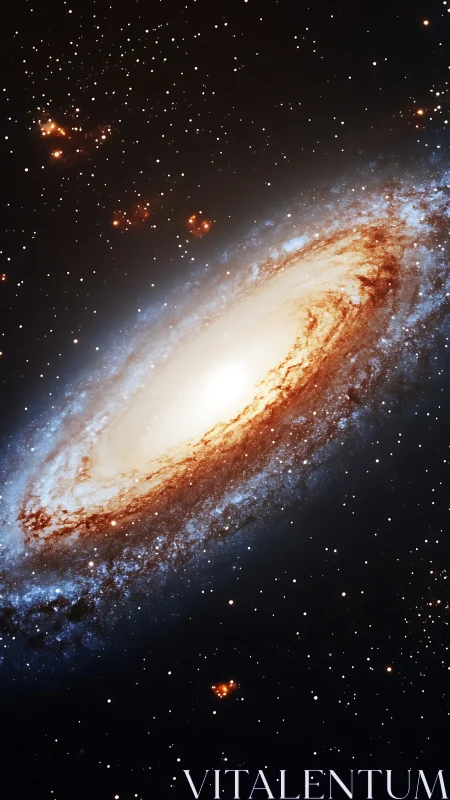 Spiral galaxy with bright core amid dense star field.