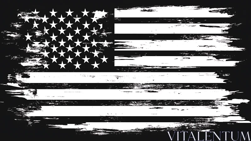 Distressed monochrome United States flag rendered in grunge style
