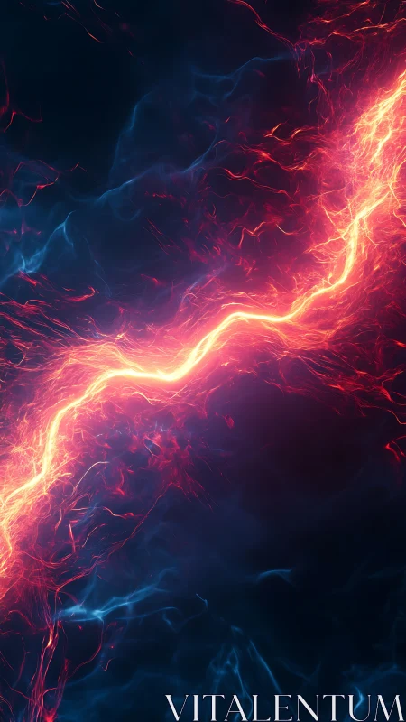 Neon energy rift slicing through dark abstract cosmos.