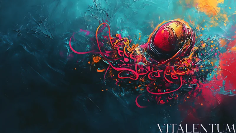 Glowing abstract heart drifting in a sea of vivid color.