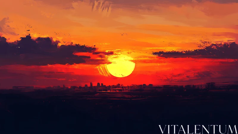 Spectral urban sunset horizon with high-saturation gradient field.