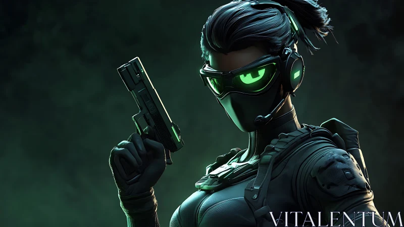 Night-ops spy lets neon eyes speak louder than her pistol