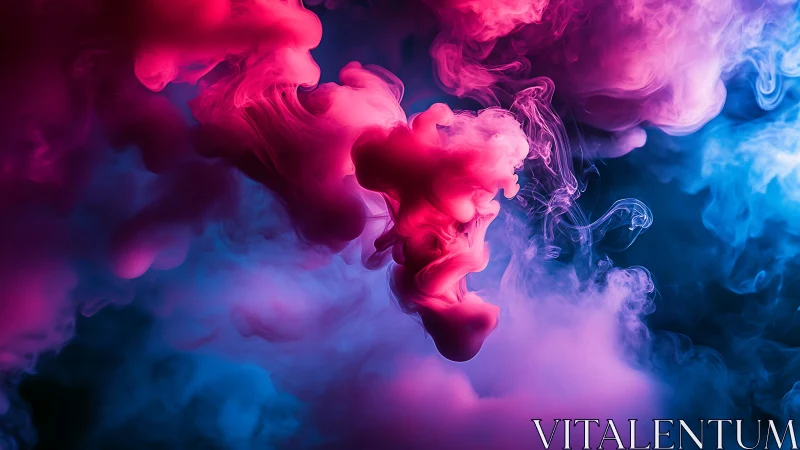 Velvet clouds of neon pink and blue drifting in darkness.