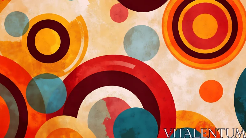 Retro concentric circles pulse through warm abstract field.