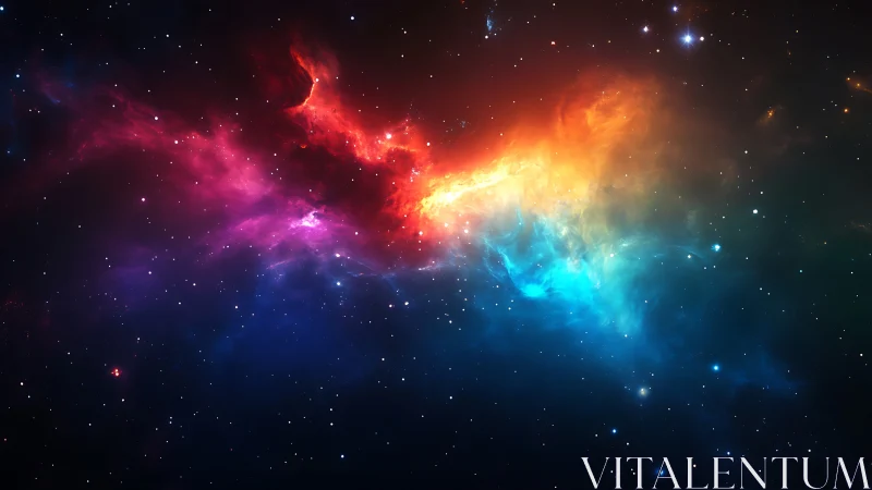 Multicolor gaseous nebula structure extends across star field