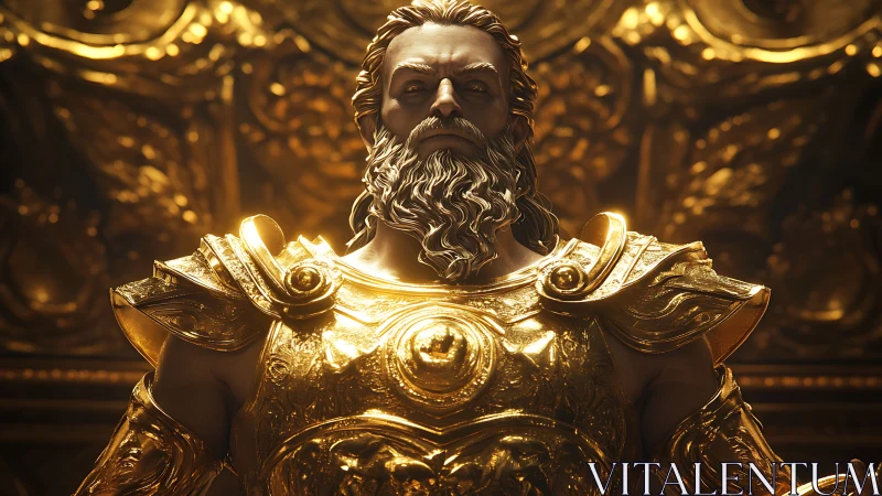 Highly detailed golden armored deity rendered with cinematic lighting