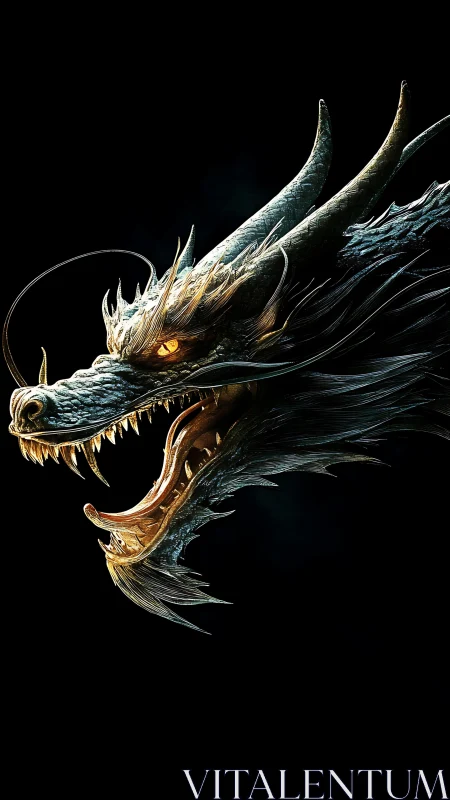 Stormlit dragon profile breathing molten dusk into void.