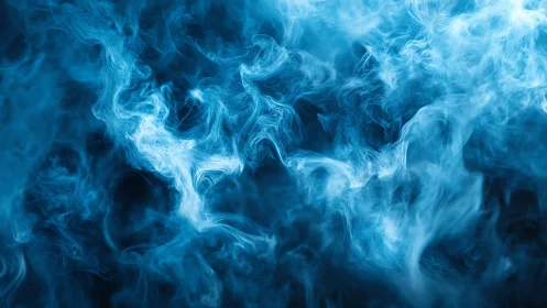 Abstract swirling blue smoke texture with ethereal light effects.