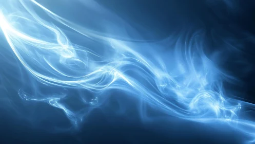 Ethereal Blue Abstract Light Swirl on Dark Background, Digital Art.