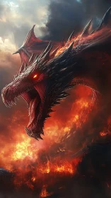 Inferno-scarred dragon roars awake from the molten horizon