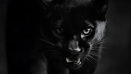 Menacing Panther Portrait in Dramatic High Contrast Monochrome Study