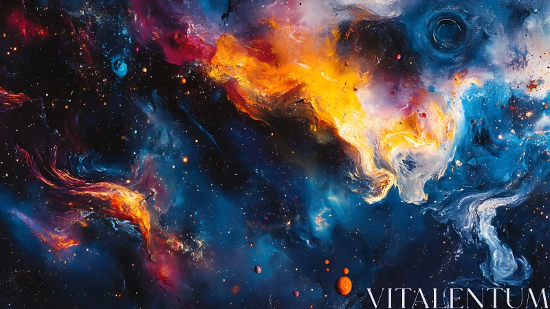 Digital nebula panorama with luminous chromatic gas flows.