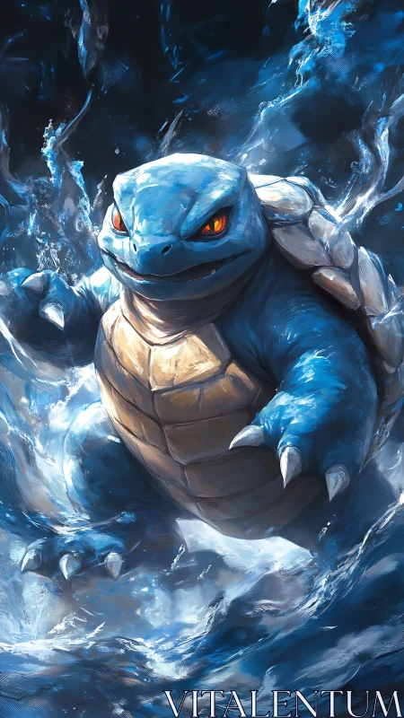 Gentle water guardian surging through swirling blue waves.