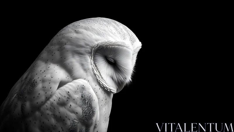 Elegant Barn Owl Portrait in Dramatic Black and White Photography.