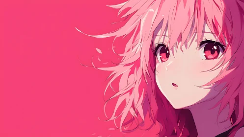 Soft pink anime portrait captures quiet, dreamlike emotion