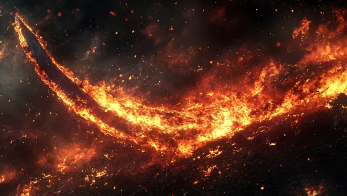 Inferno Erupts: Blazing Fire Explosion in Darkness.