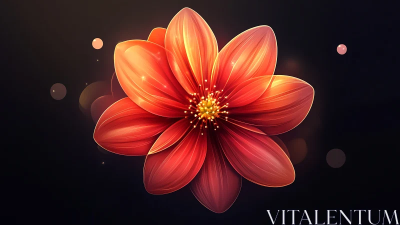 Digital Composite Bloom: Radiant Multi-Petal Floral Form with Luminescent Center.