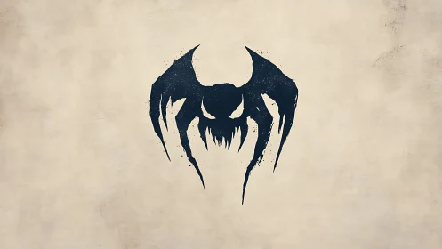 Abstract black demonic sigil centered on aged parchment