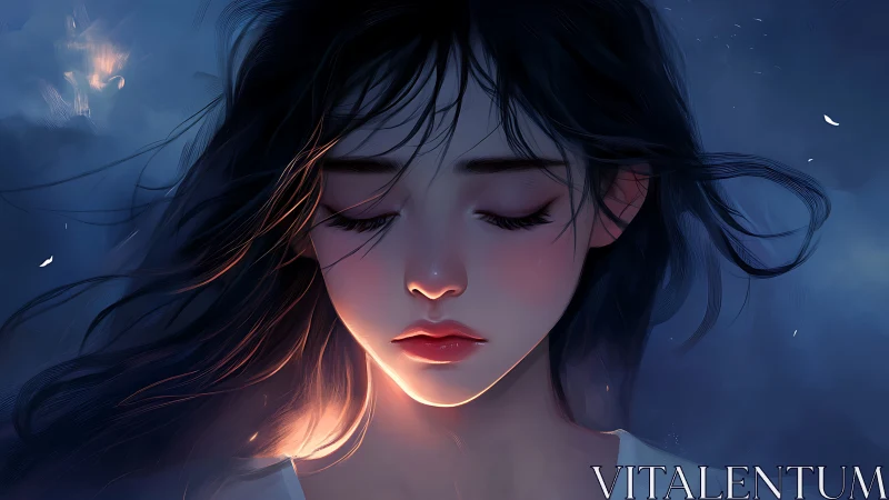 Soft rim lighting sculpts melancholic portrait in cool chroma