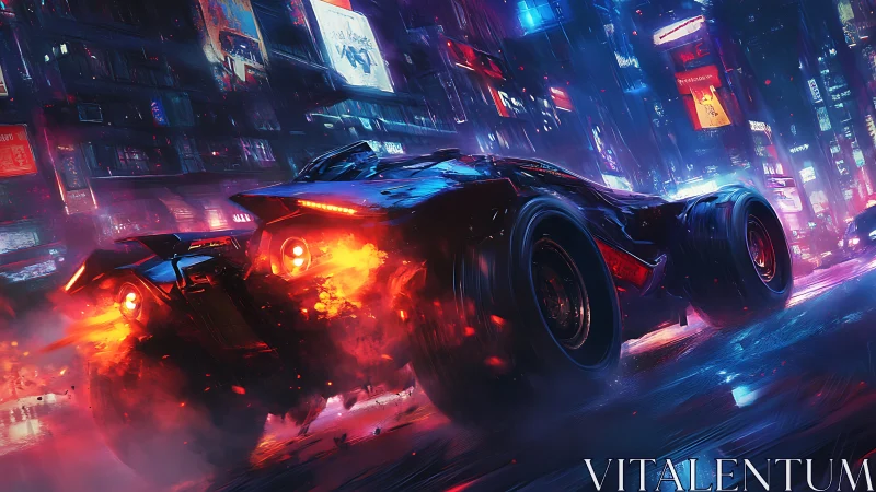 Neon night racer erupts through a rain-soaked cyber city.