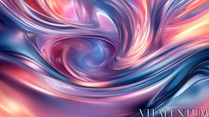 Liquid chrome vortex shimmers in luminous neon gradients