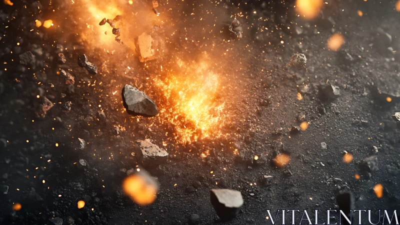 Explosive Detonation with Fragmented Debris.