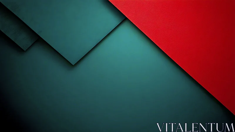 Diagonal red and teal paper layers on dark background.