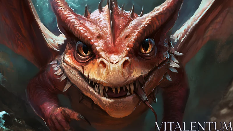 Fiery hatchling dragon lunges forward with molten mischief.