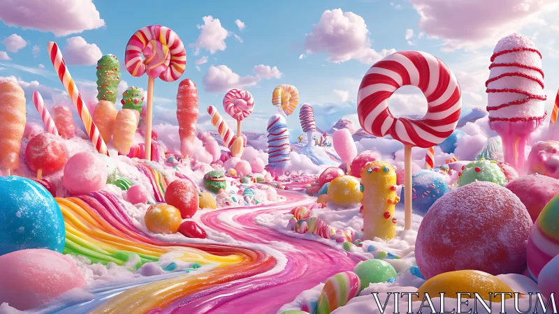 Whimsical Candy Land: Surreal Landscape of Oversized Confections.