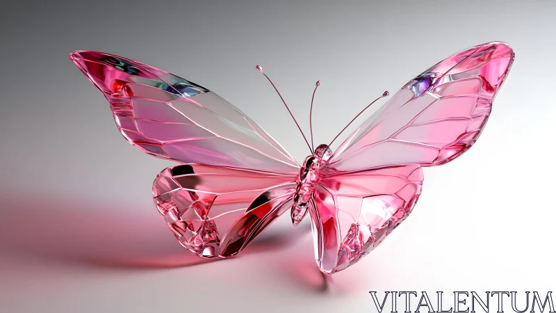 Elegant pink glass butterfly sculpture with a modern aesthetic.