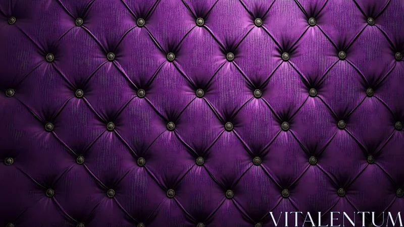 Purple tufted upholstery grid shows deep diamond quilting pattern